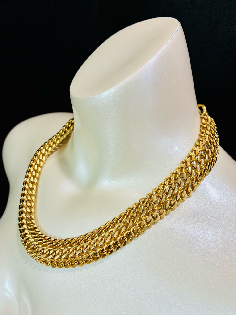 Anne Klein VTG 90s Gold-Tone Triple Strand Chain Necklace 152g Timeless Elegance